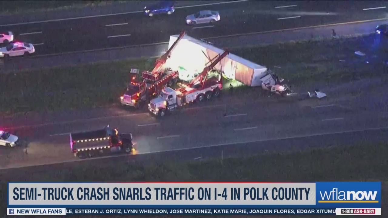Semi-truck crash snarls traffic on I-4 in Polk County – WFLA