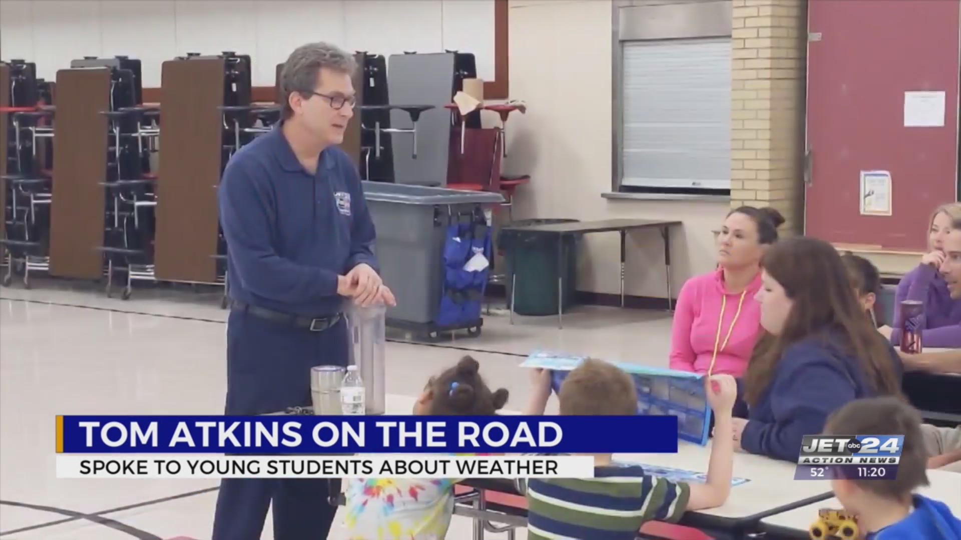 Local elementary students get a lesson in weather from Tom Atkins