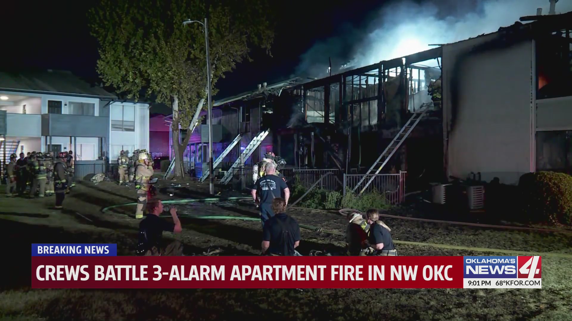 Crews battle 3-alarm apartment fire in NW OKC – KFOR.com Oklahoma City