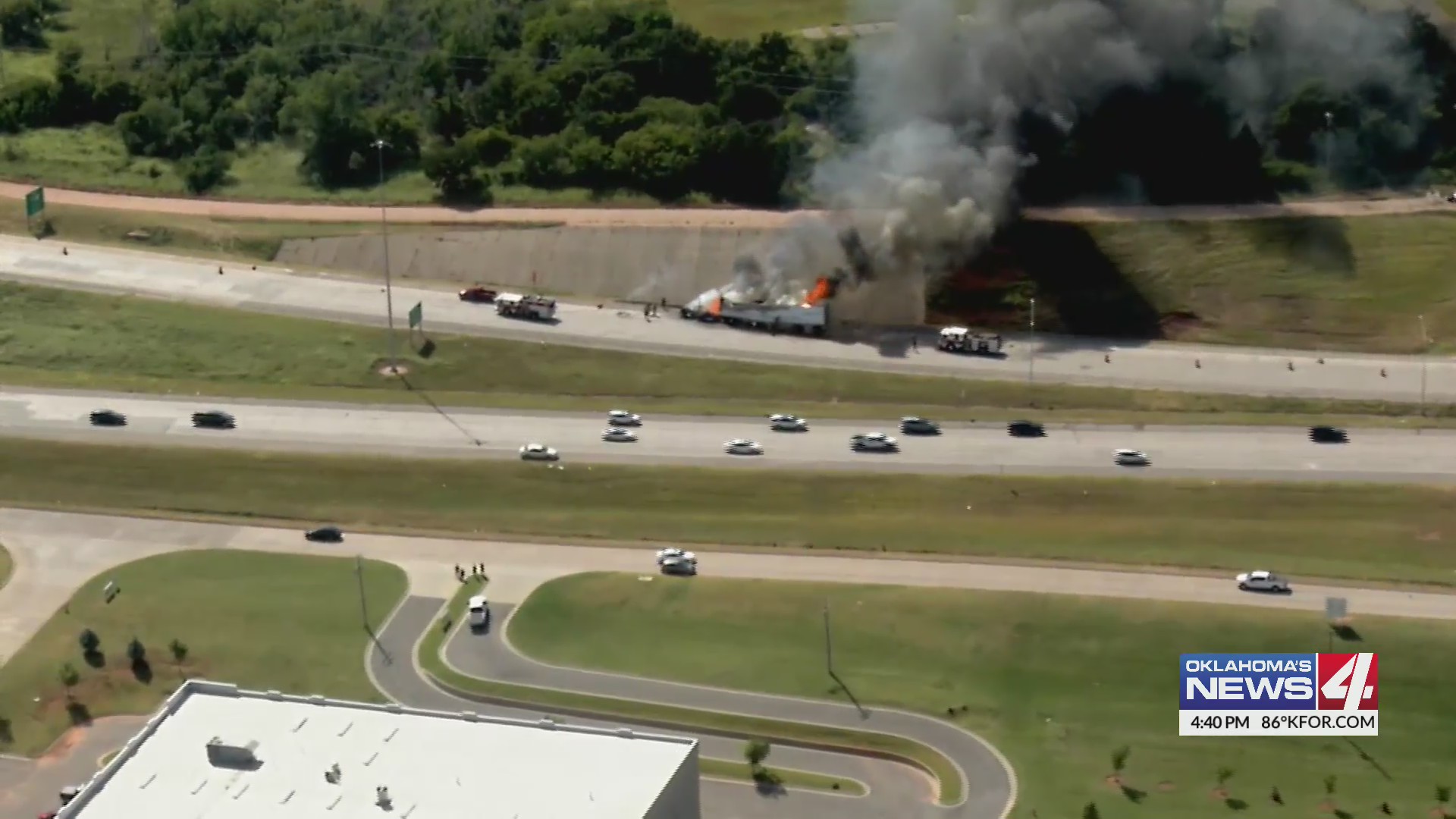 Semi truck catches fire on I-35 near Britton – KFOR.com Oklahoma City