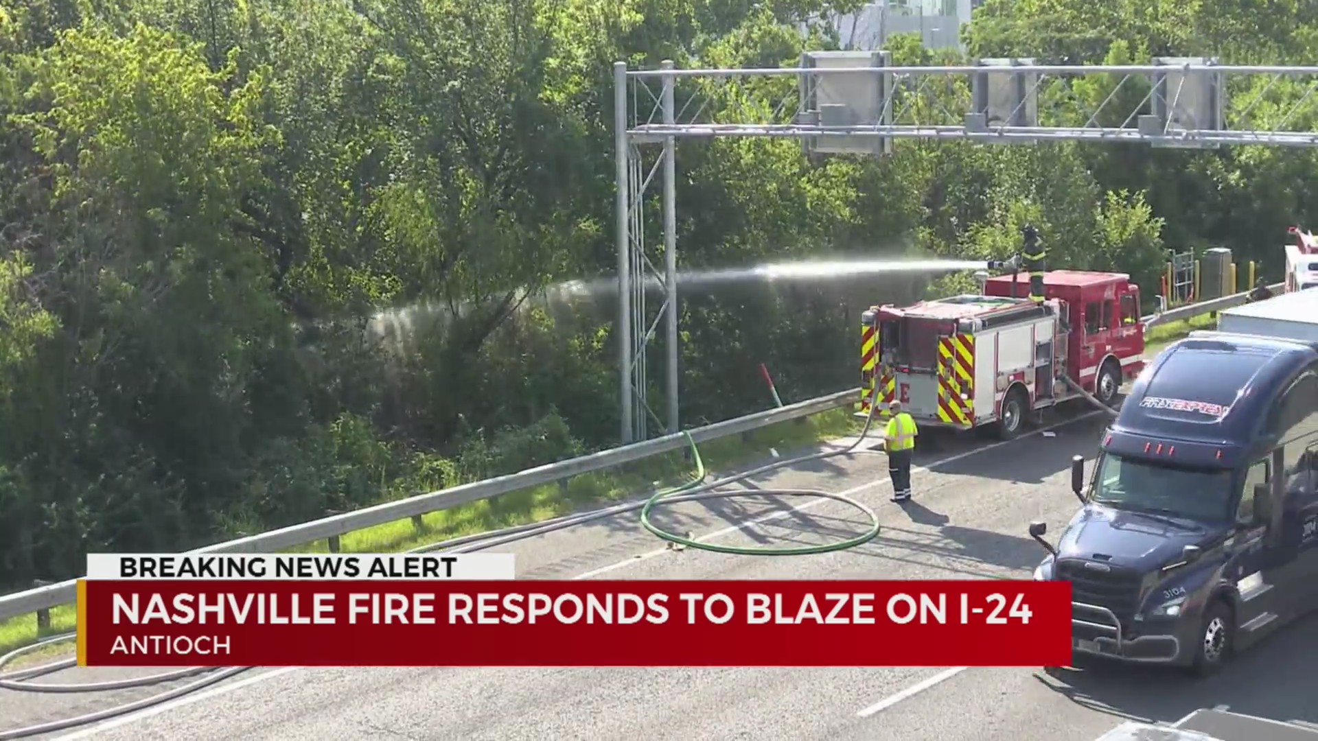 Crews battle fire along I-24 – WKRN News 2