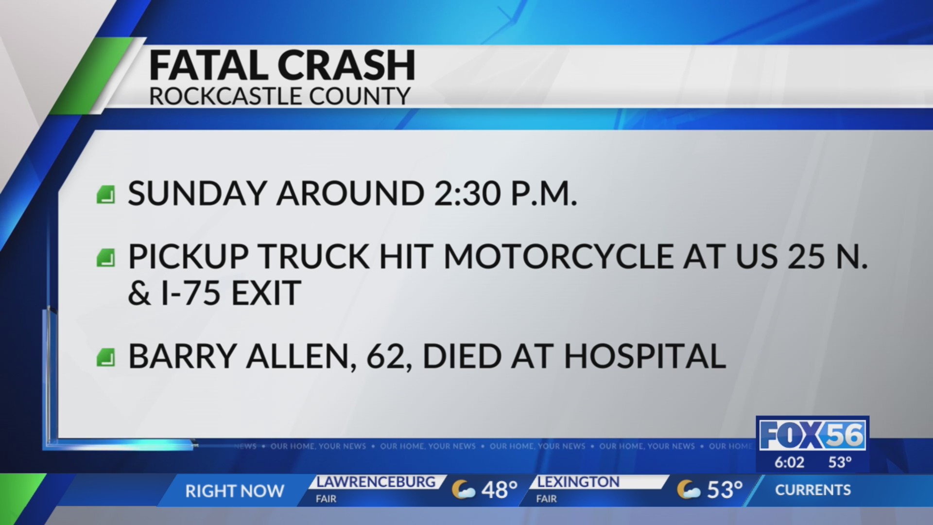 Motorcyclist killed in Rockcastle County crash – FOX 56 News