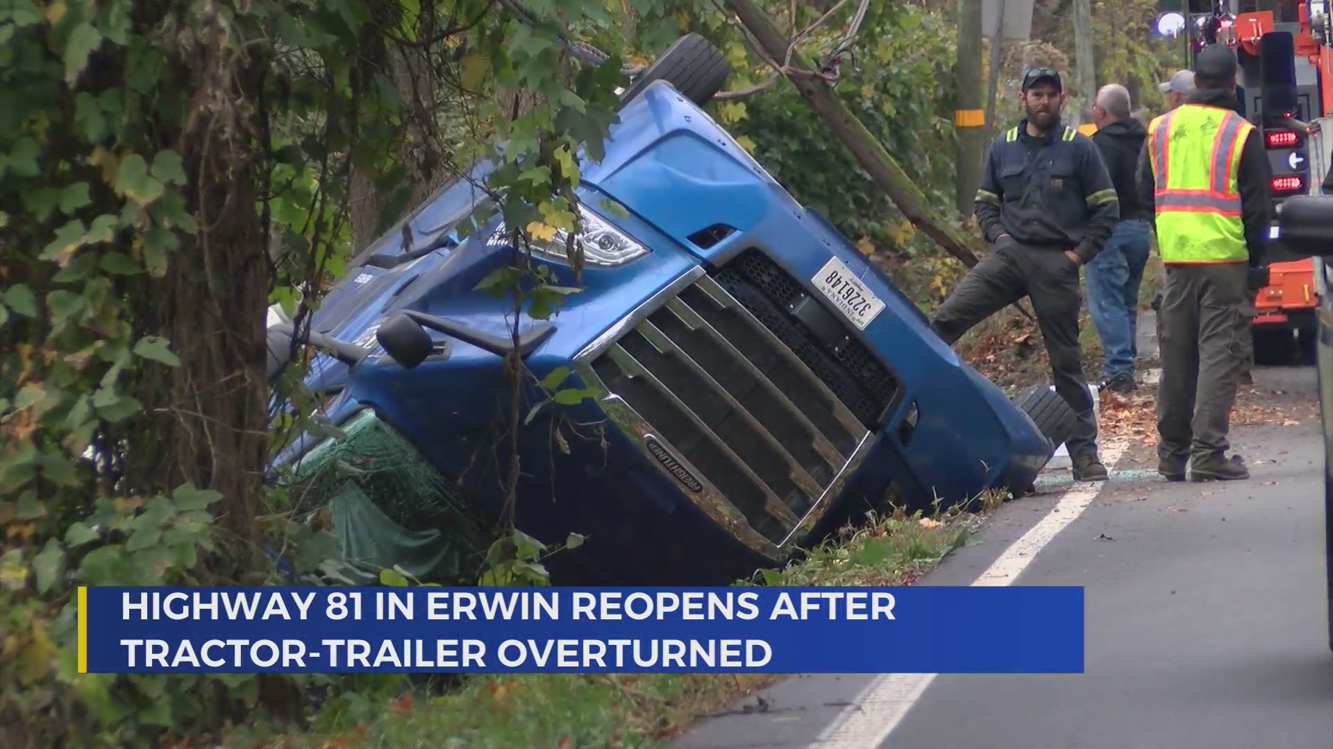 Highway 81 in Erwin reopens after tractortrailer overturns WJHL