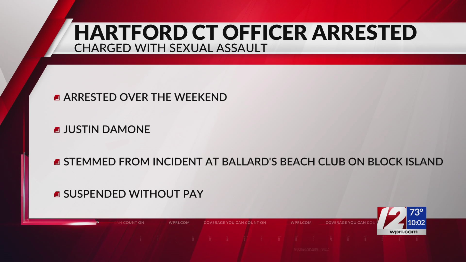 Hartford officer arrested after incident on Block Island – WPRI.com