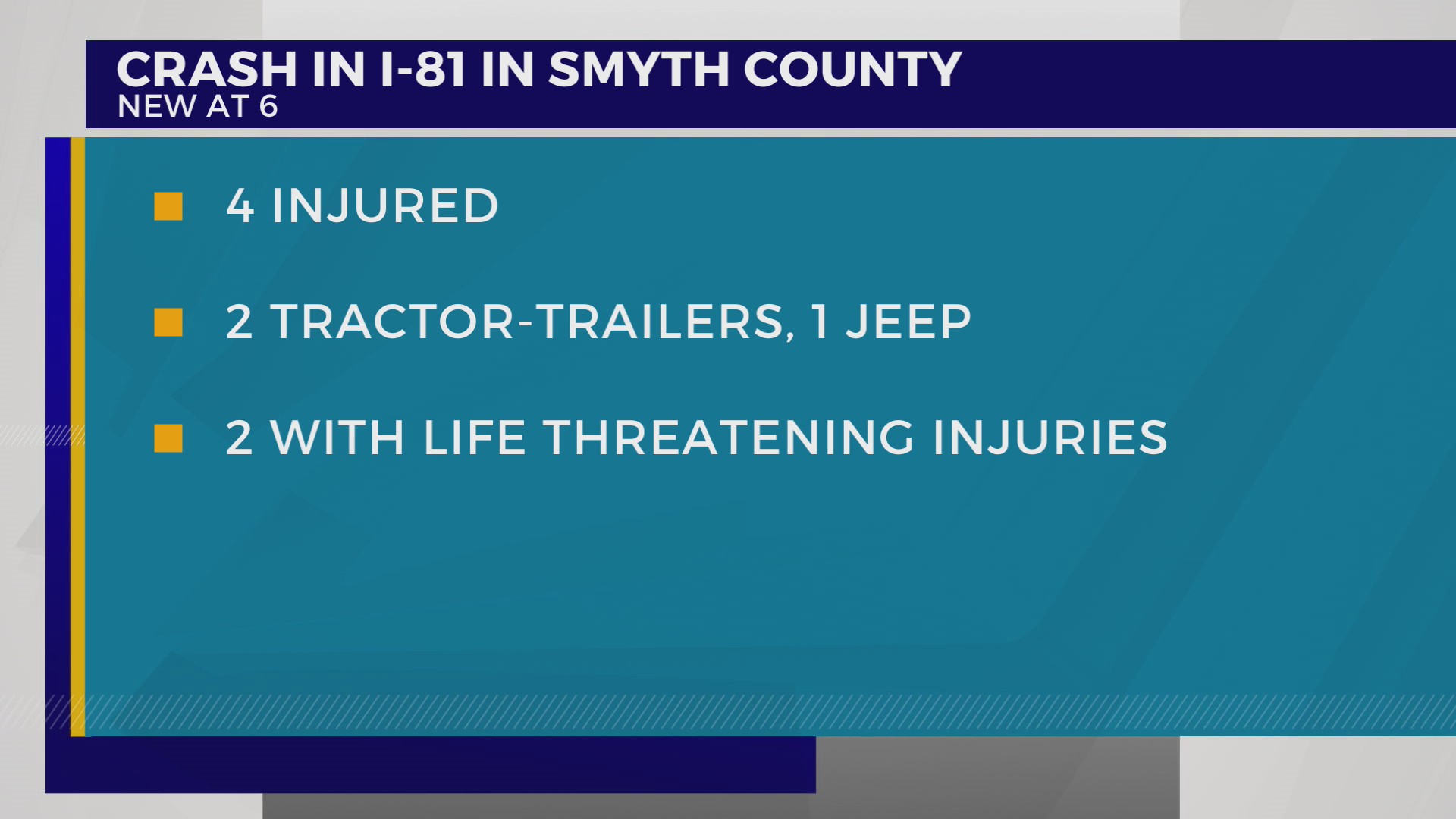 4 injured in fiery crash involving Jeep, tractor-trailers on I-81 in ...