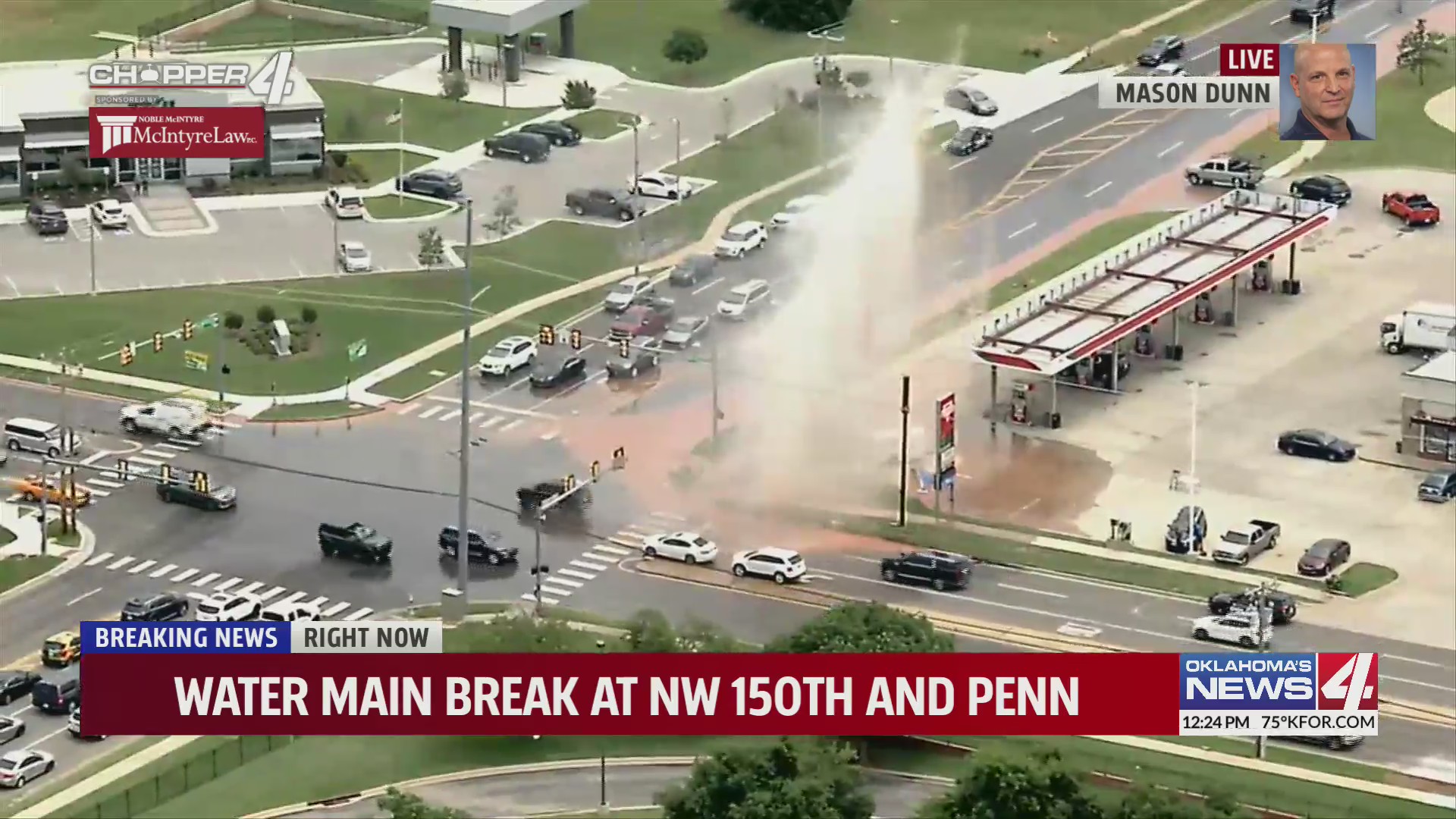 Water main break at NW 150th and Penn Oklahoma City