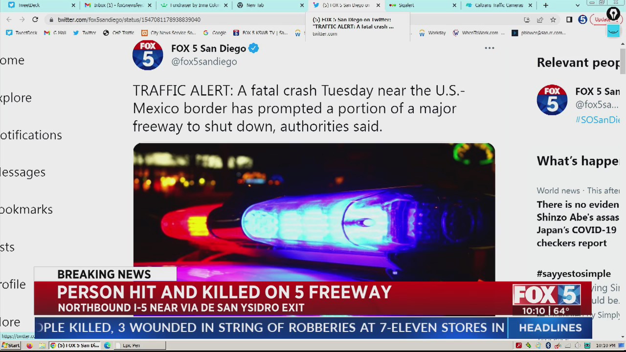 Person Hit And Killed On I-5 Freeway – FOX 5 San Diego & KUSI News