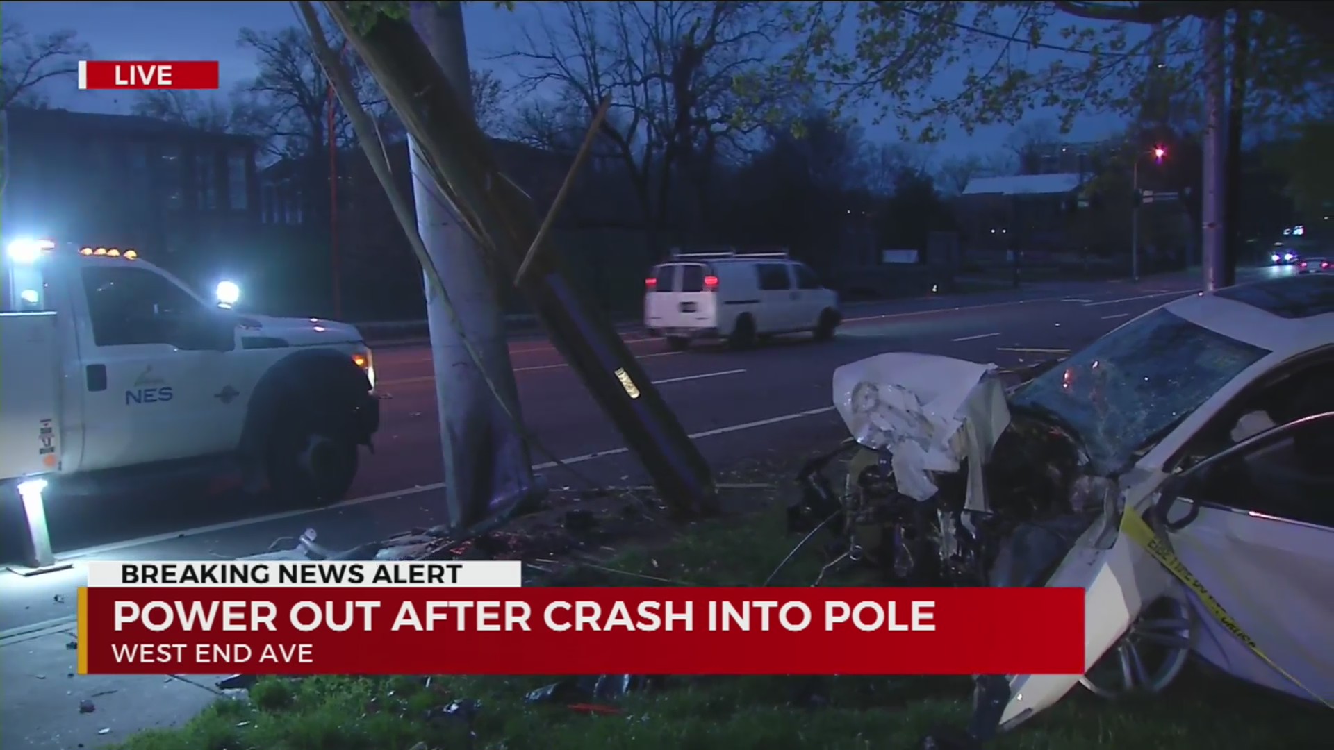 Hundreds lose power after car crashes into pole – WKRN News 2