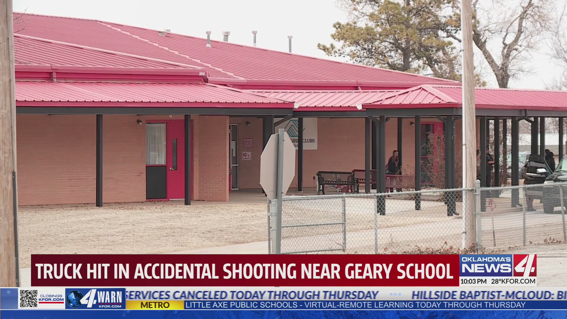 Truck hit in accidental shooting near Geary School Oklahoma City