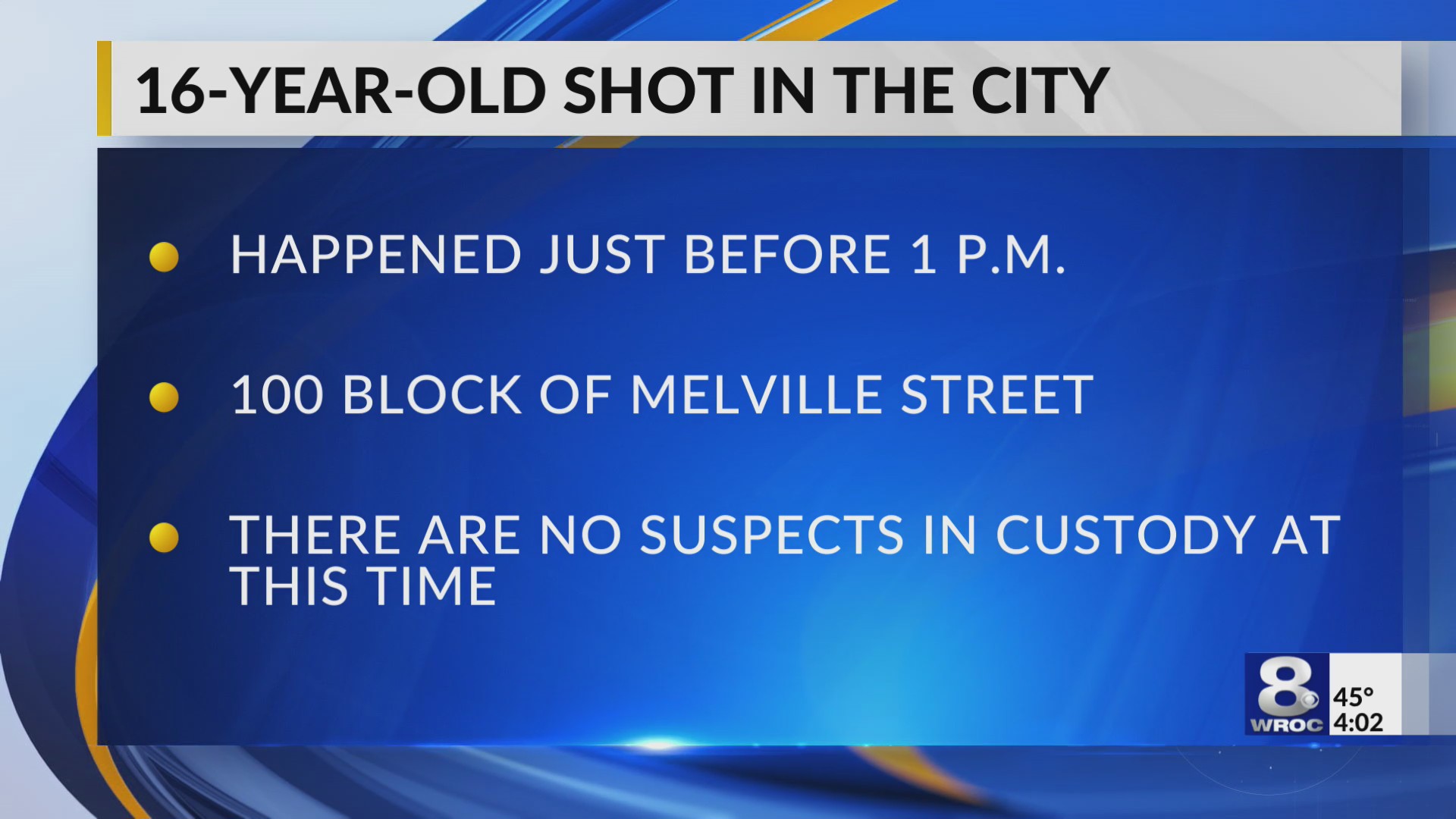 Teen hospitalized after Melville Street shooting RochesterFirst