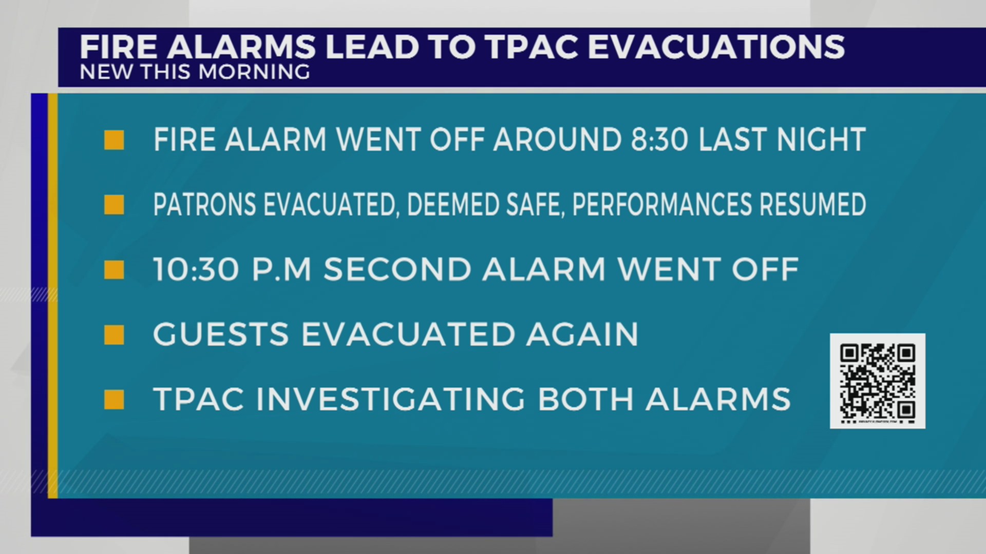 TPAC evacuated after false fire alarms – WKRN News 2