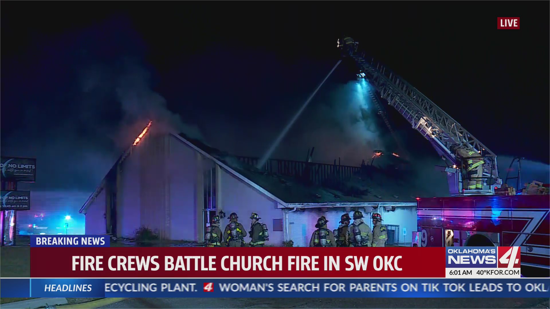 Fire crews battle church blaze – KFOR.com Oklahoma City