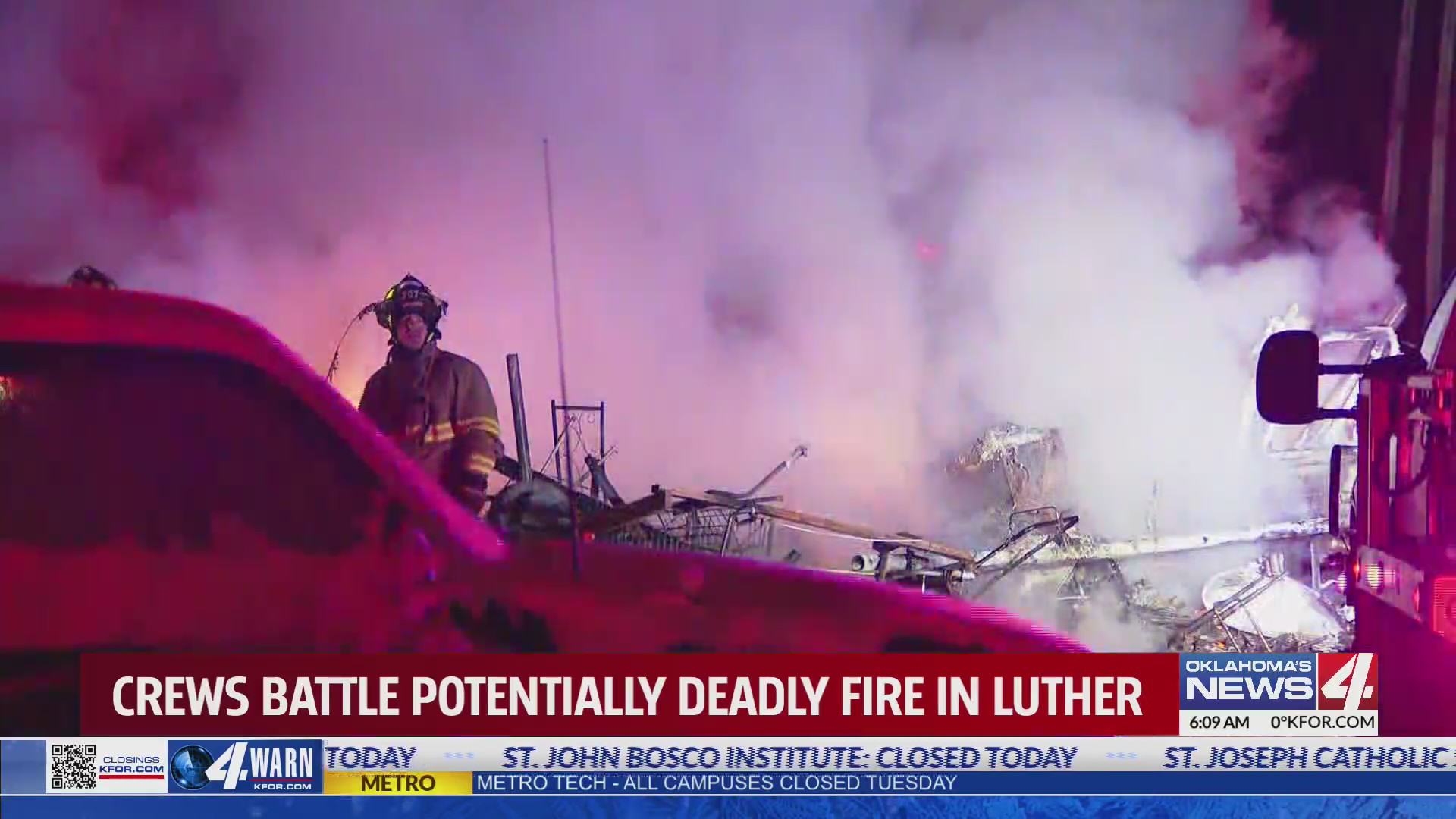Fire crews battle trailer fire in Luther – KFOR.com Oklahoma City