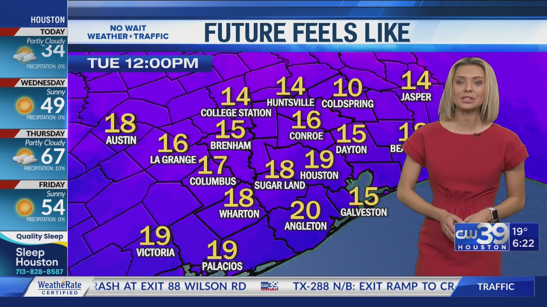 NO WAIT WEATHER + TRAFFIC Future Feelslike temps with Meteorologist