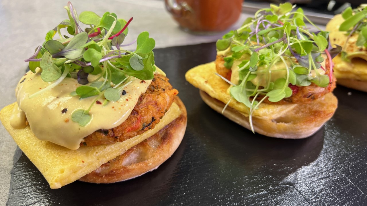 In the Kitchen: Jackfruit Crab Cakes Benedict with Tofu Hollandaise ...