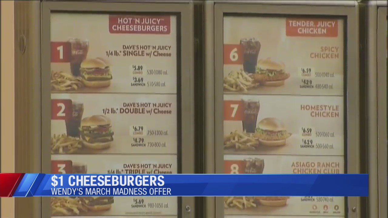 Wendy’s offering 1 cheeseburgers for March Madness WFXRtv