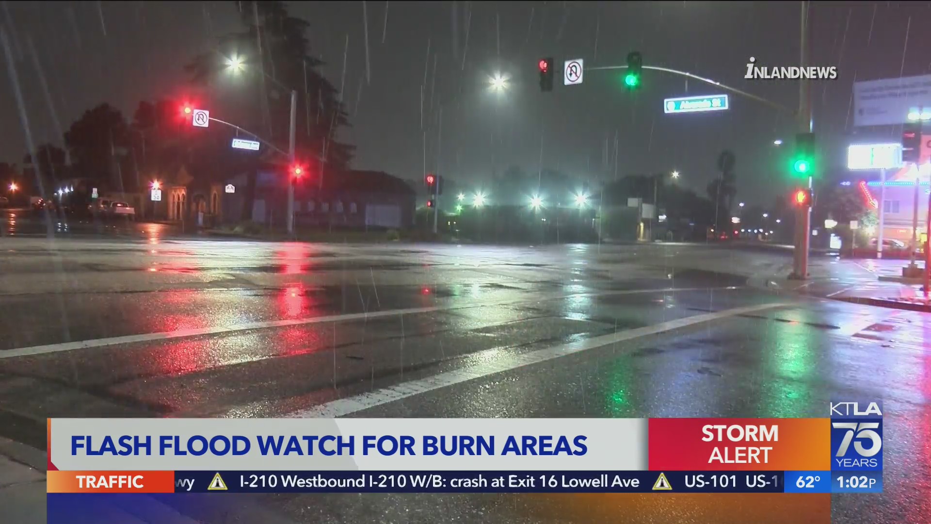 Flash flood watch in effect for burn areas amid powerful storm – KTLA