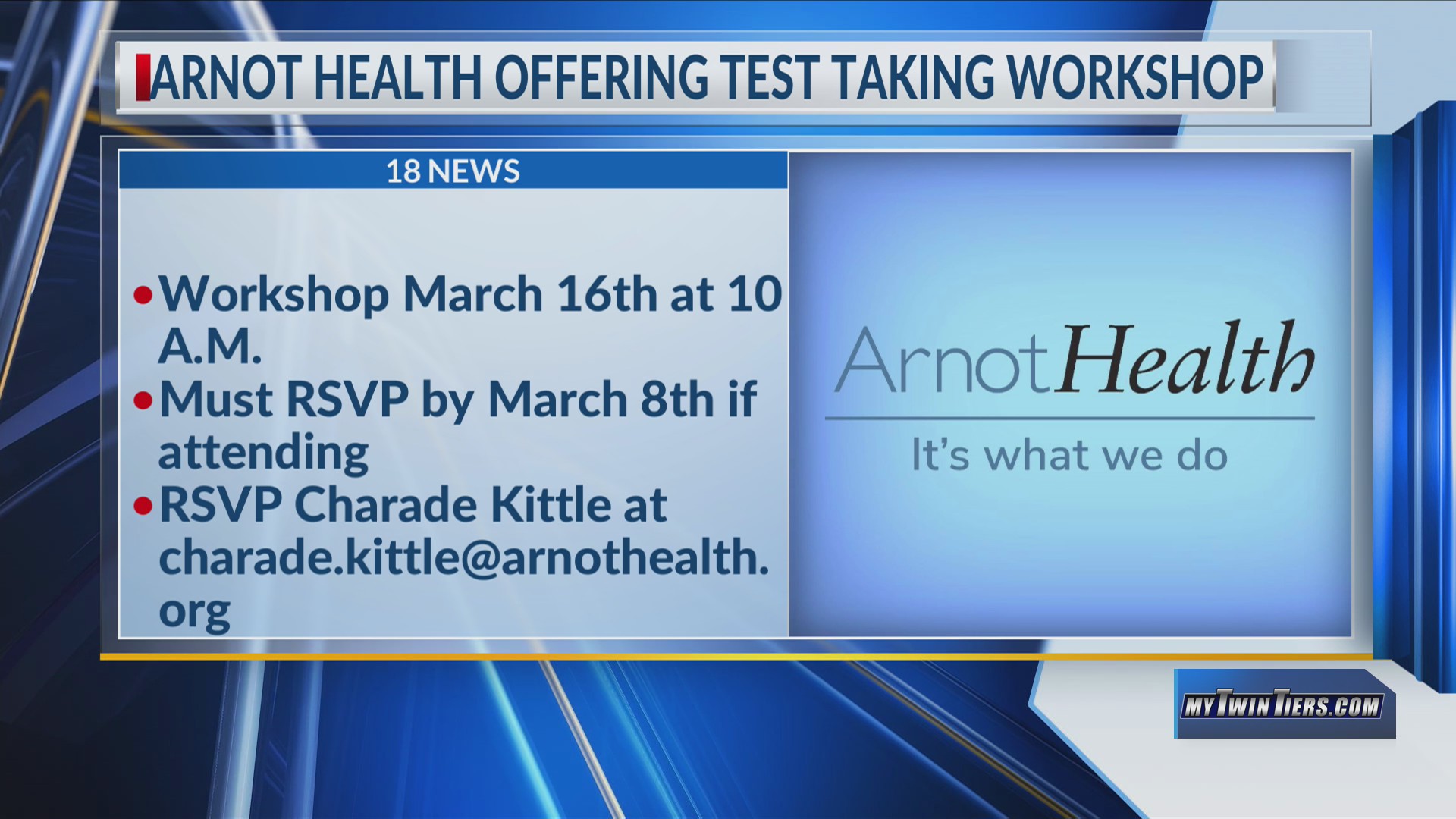 Arnot Health to offer free test taking workshop in March – WETM ...
