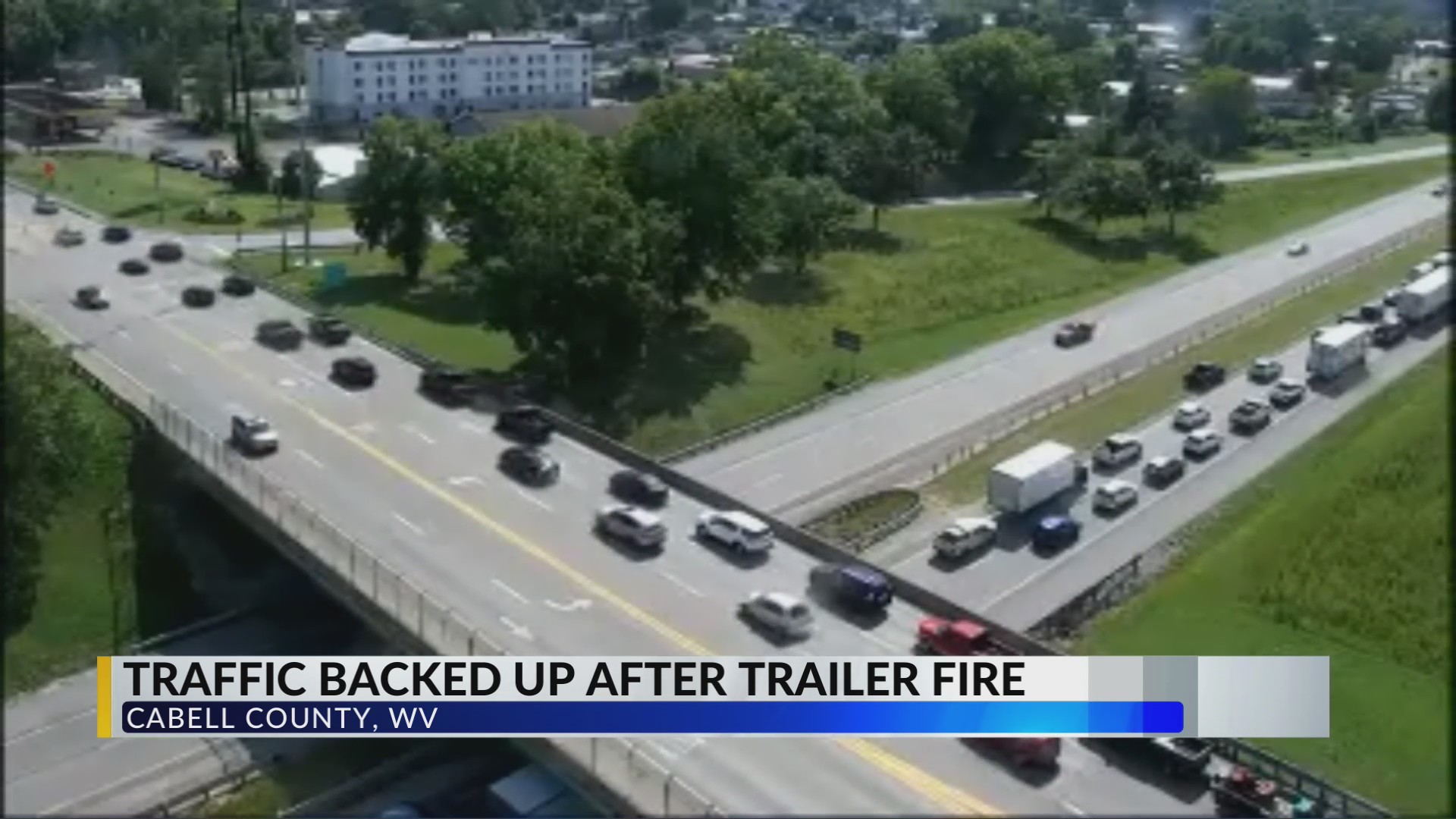 Trailer hauling hay catches fire on I-64W in Cabell County – WOWK 13 News