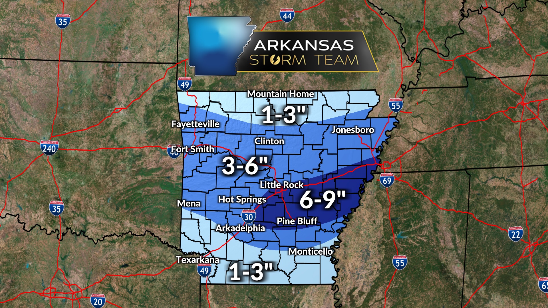 Parts of Arkansas could see more than 6″ of snow! KLRT