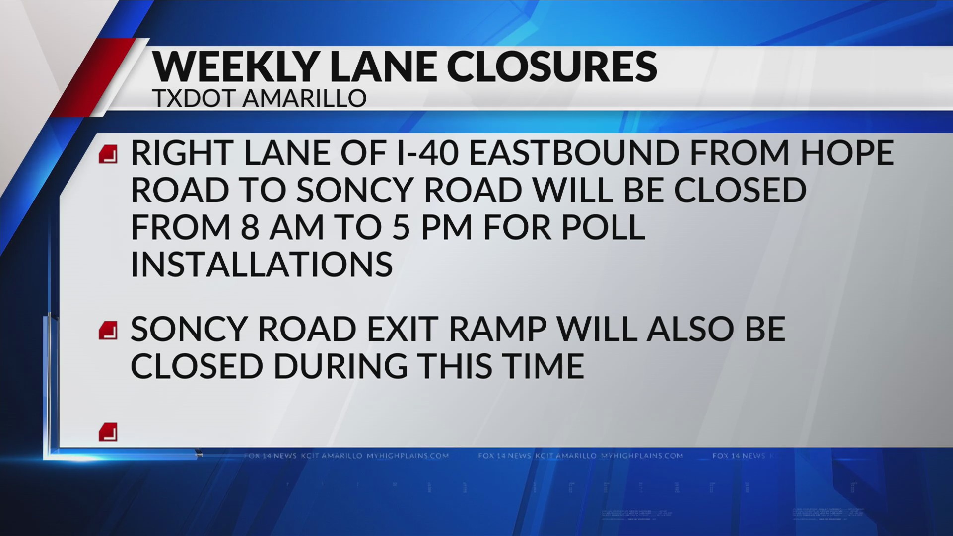 TxDOT announces lane closures for the week of Nov. 26 KAMR
