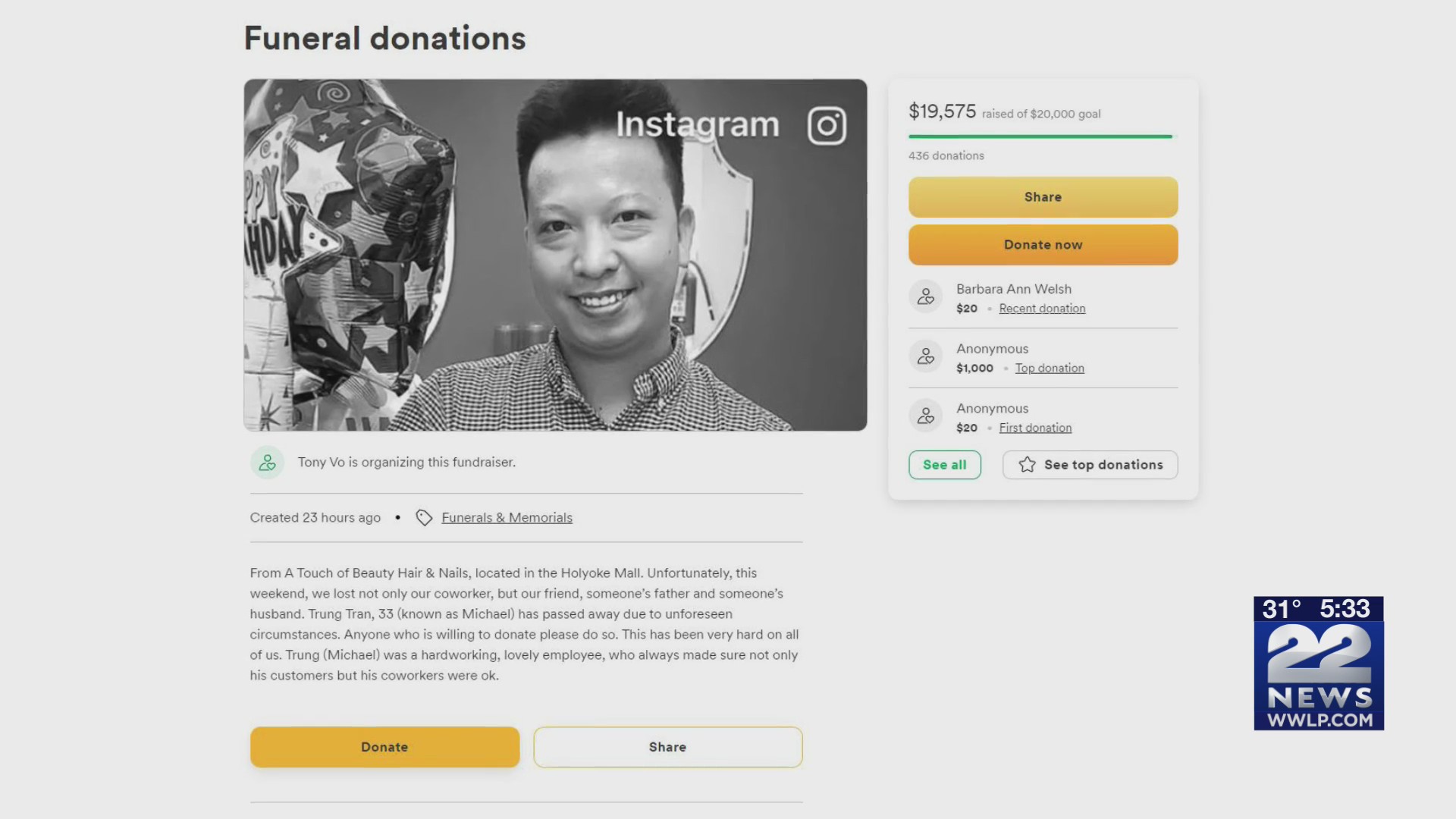 GoFundMe created to help pay for Holyoke Mall shooting victim’s funeral ...
