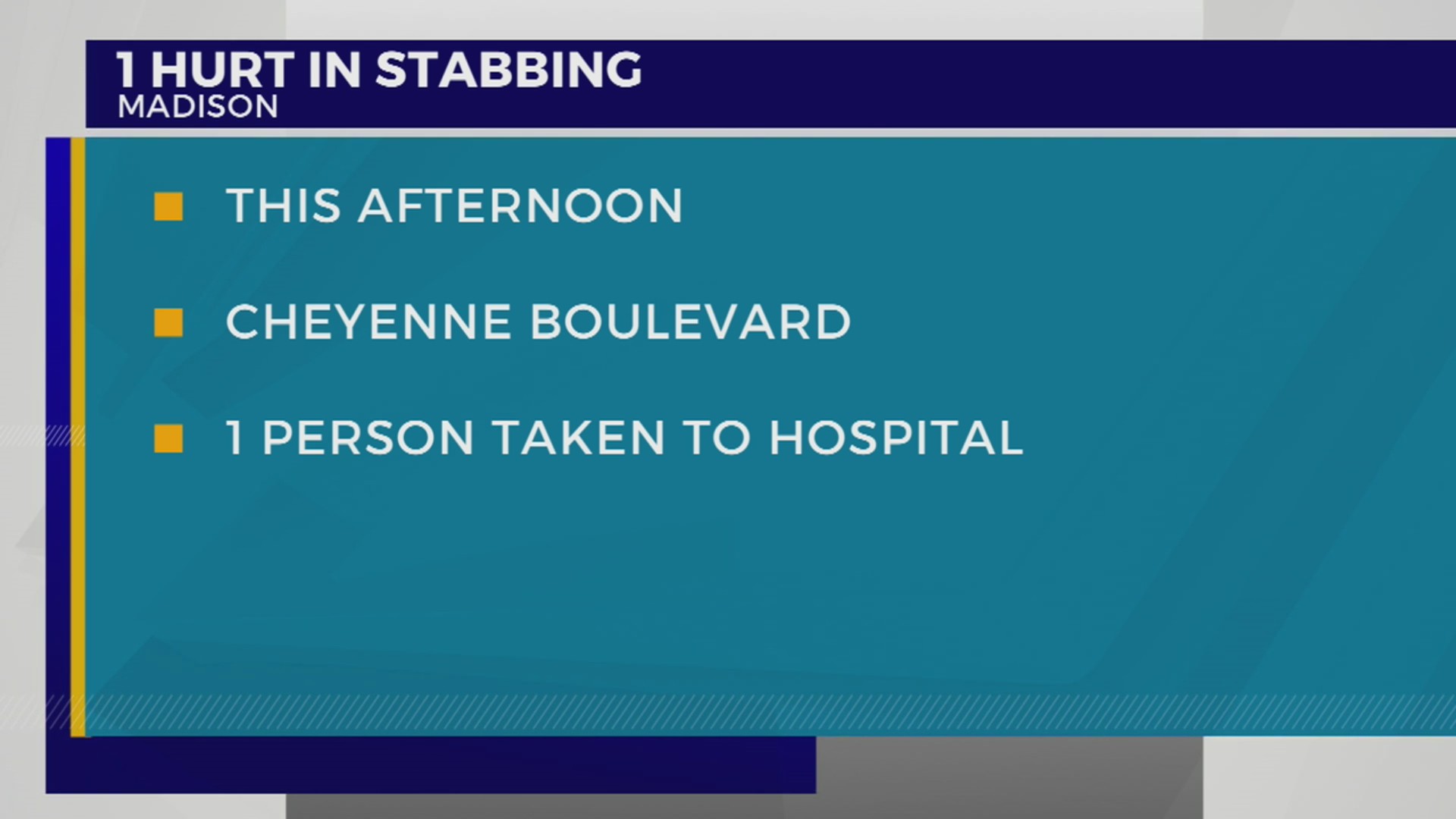 1 brought to hospital after stabbing reported along Cheyenne Blvd ...