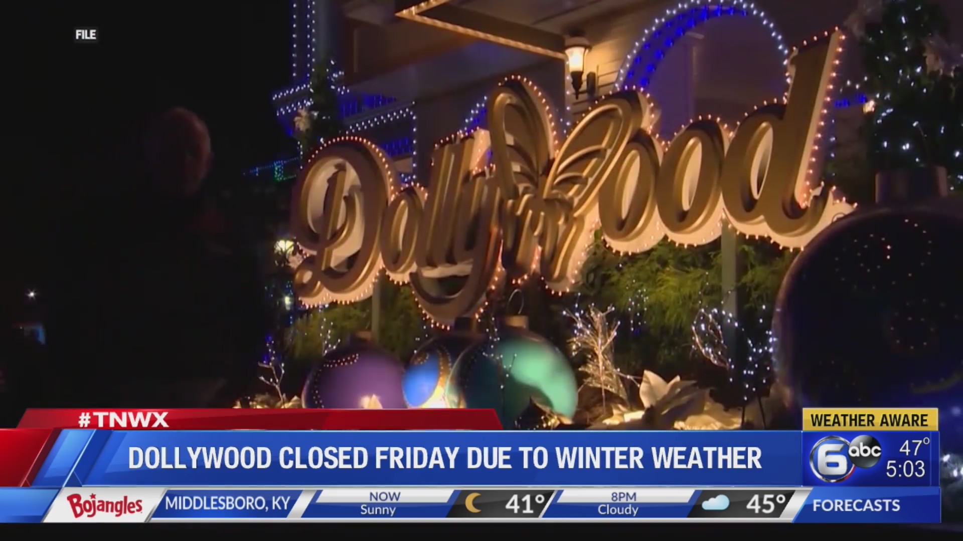 Dollywood closed Friday due to winter weather WATE 6 On Your Side Dollywood closed Friday due to winter weather WATE 6 On Your Side