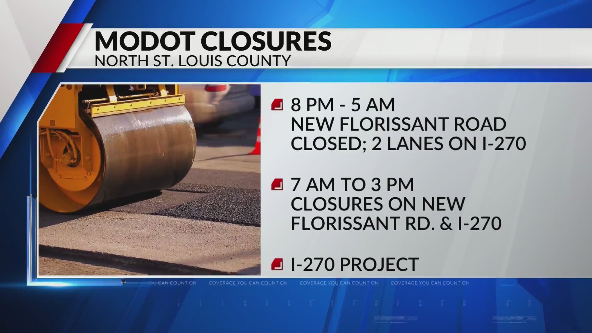 MoDOT closures taking place in north St. Louis County – FOX 2