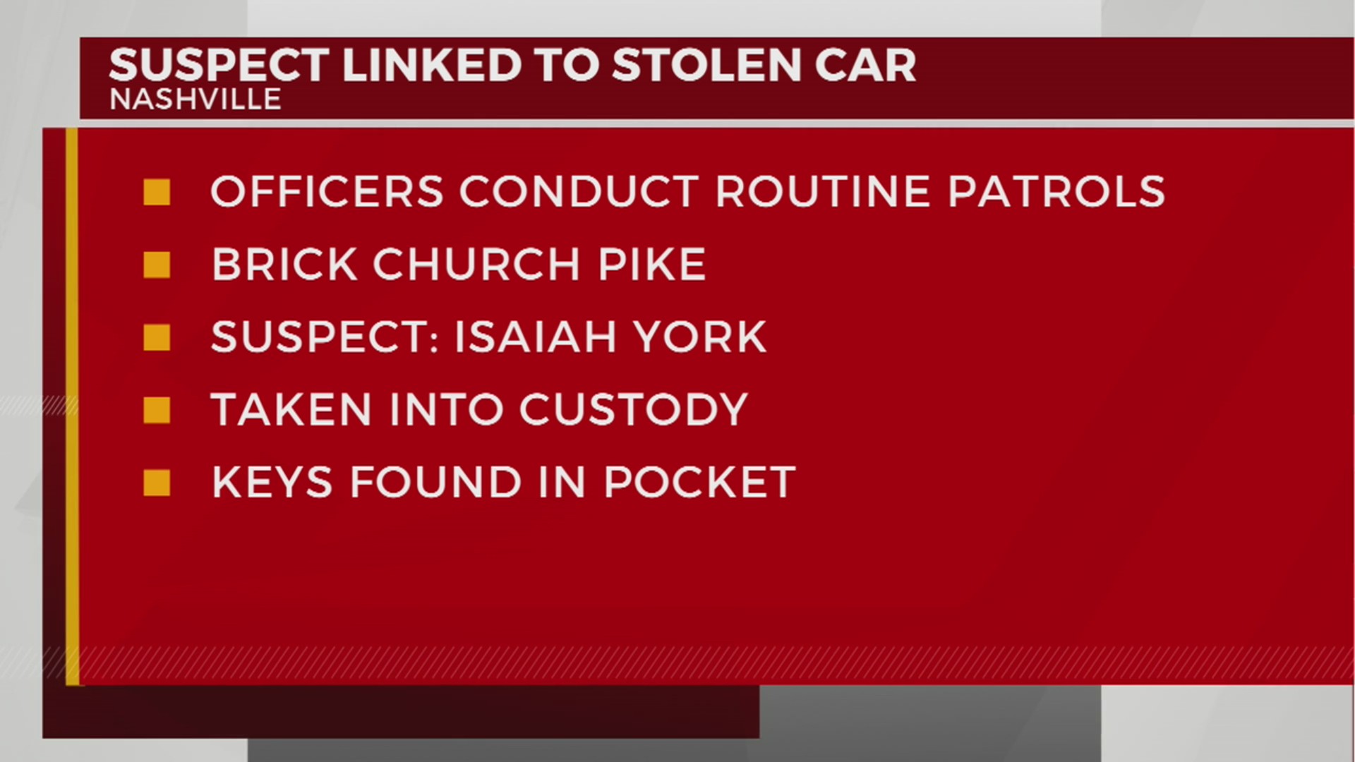 Suspect linked to stolen car taken into custody – WKRN News 2