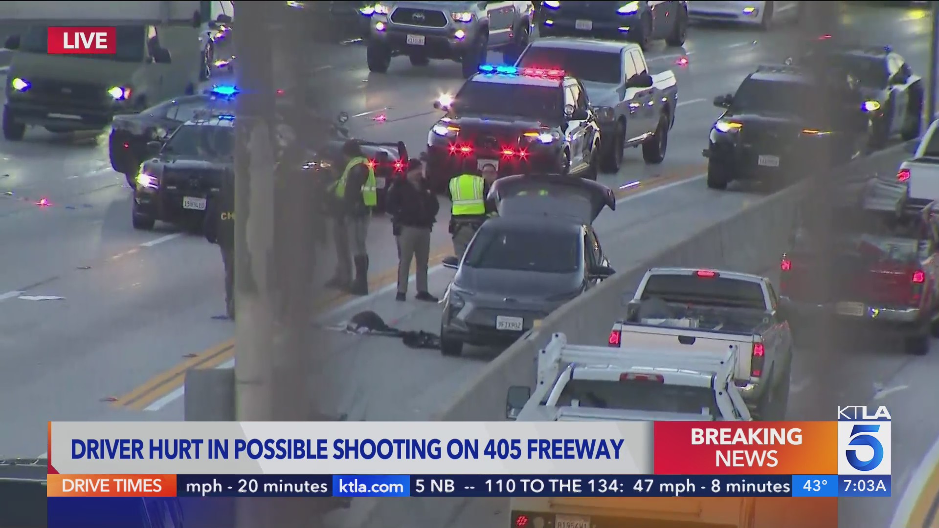 Motorist injured in possible shooting on 405 Freeway – KTLA