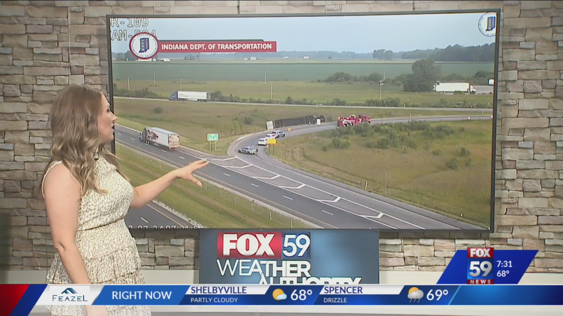 Ramp on I70 westbound closed near Spiceland due to overturned semi