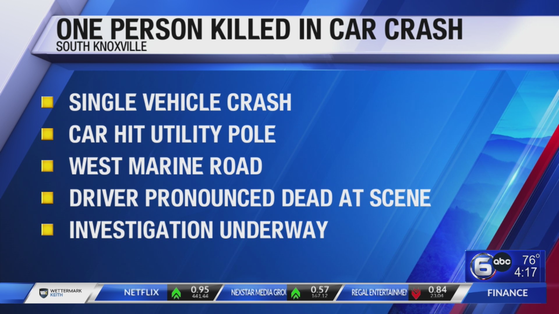 One person killed in car crash in South Knoxville – WATE 6 On Your Side
