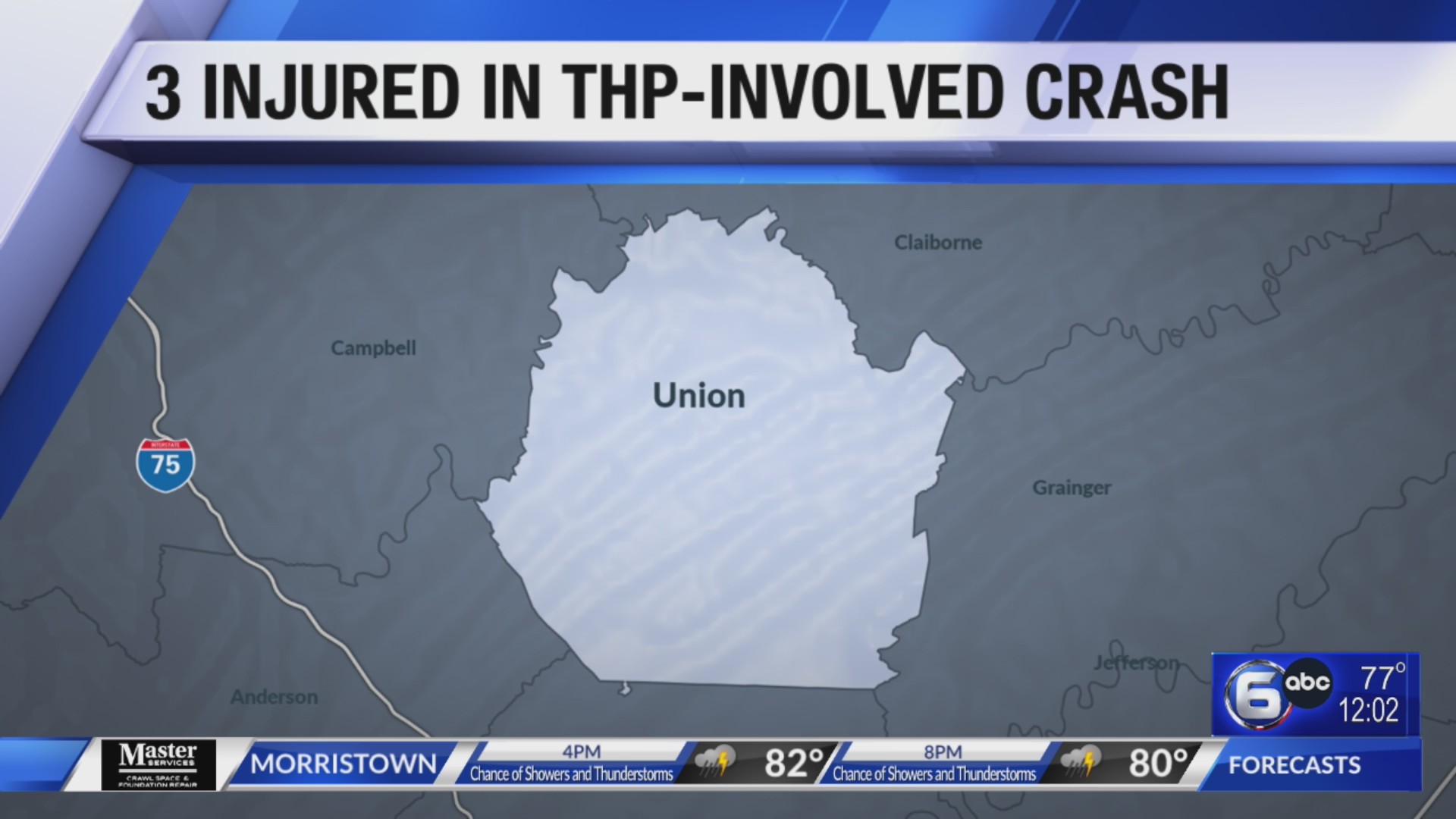 3 injured in THP-involved crash in Union County – WATE 6 On Your Side
