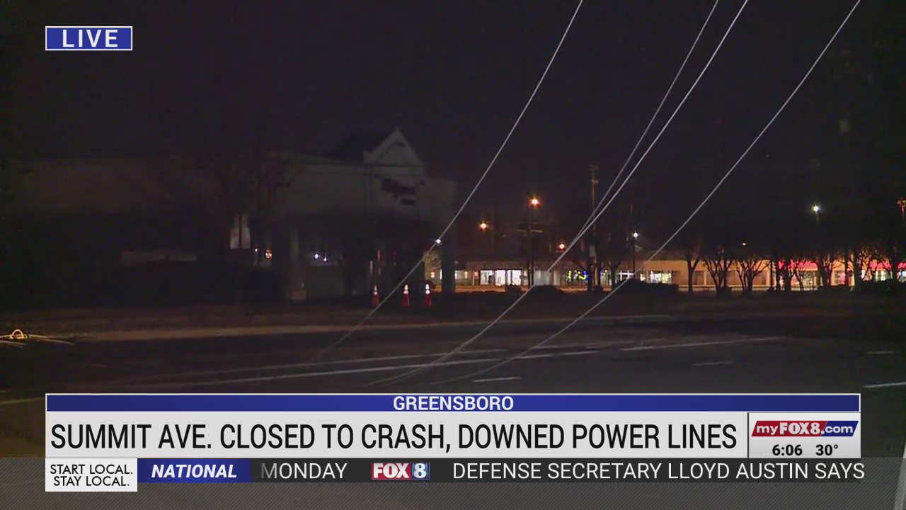 Crash downs powerlines on Summit Avenue in Greensboro – FOX8 WGHP