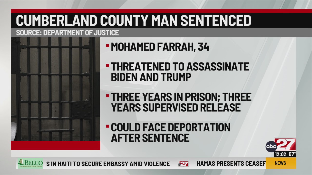 Cumberland County man sentenced for threatening to assassinate ...