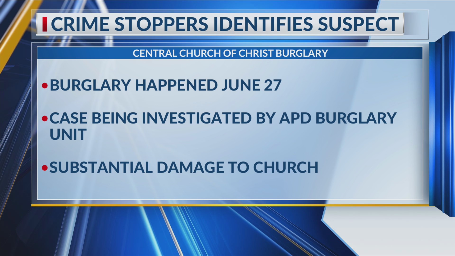 Amarillo police offer increased $10k reward for tips on June church ...
