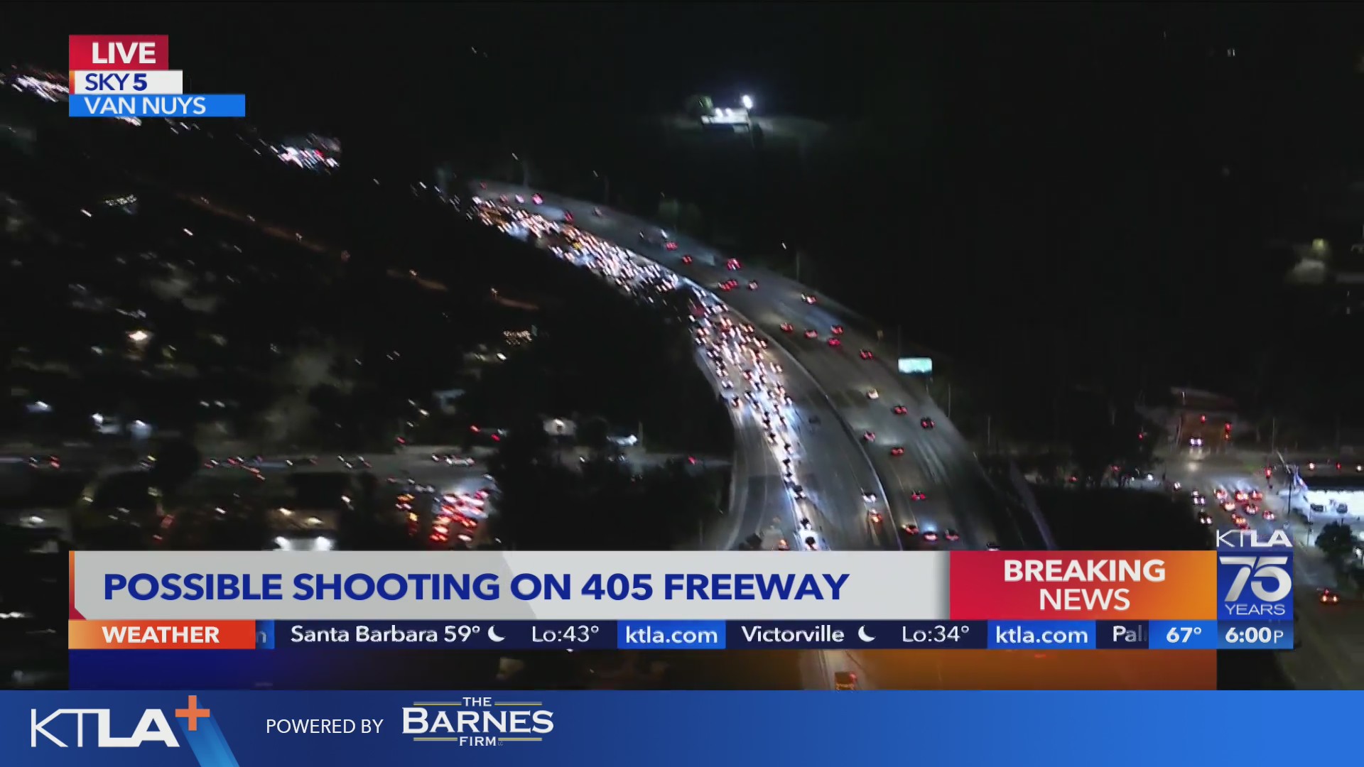 CHP investigates possible shooting on 405 Freeway in Van Nuys – KTLA