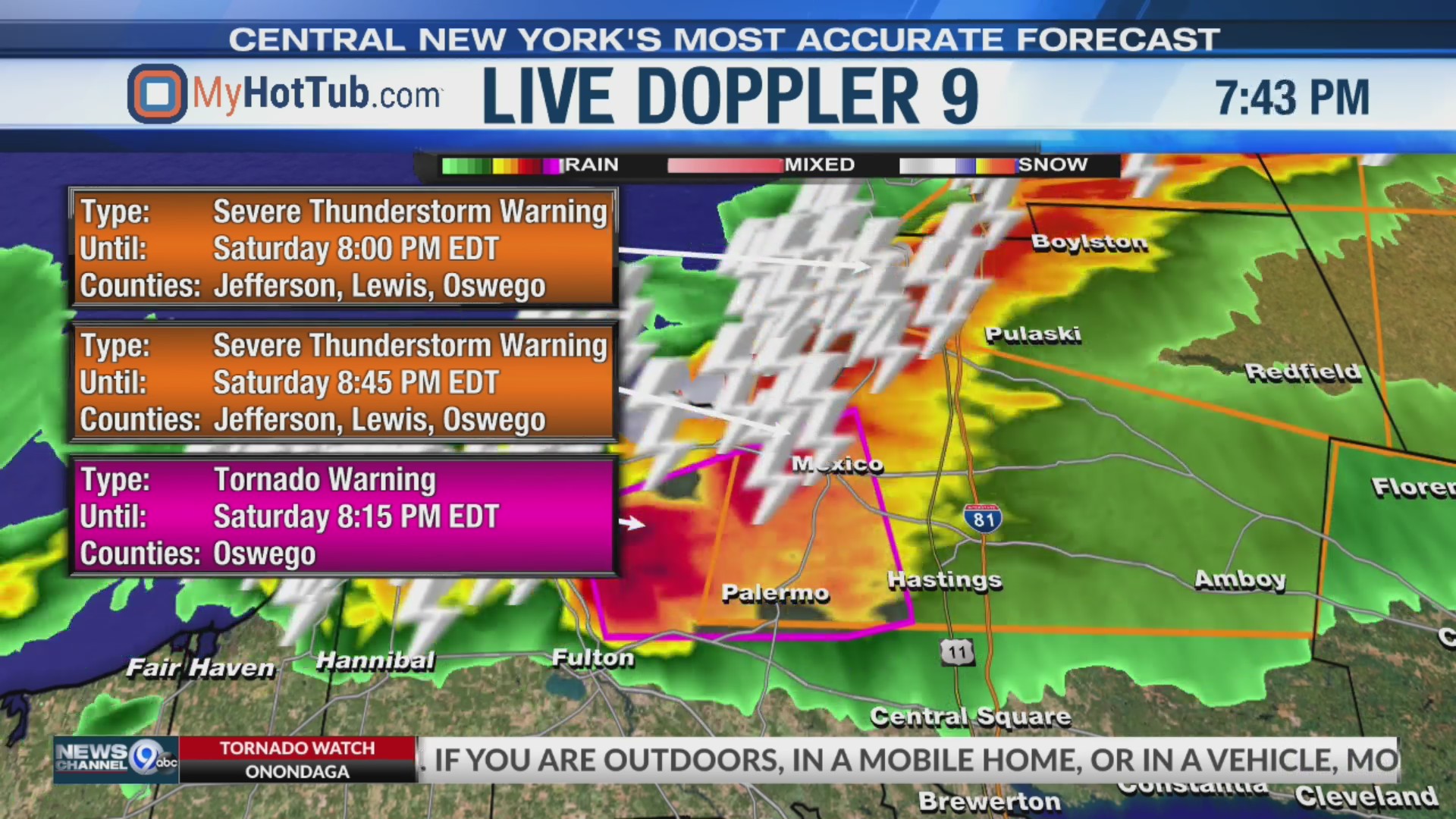Tornado Warning Expires for Oswego County – WSYR