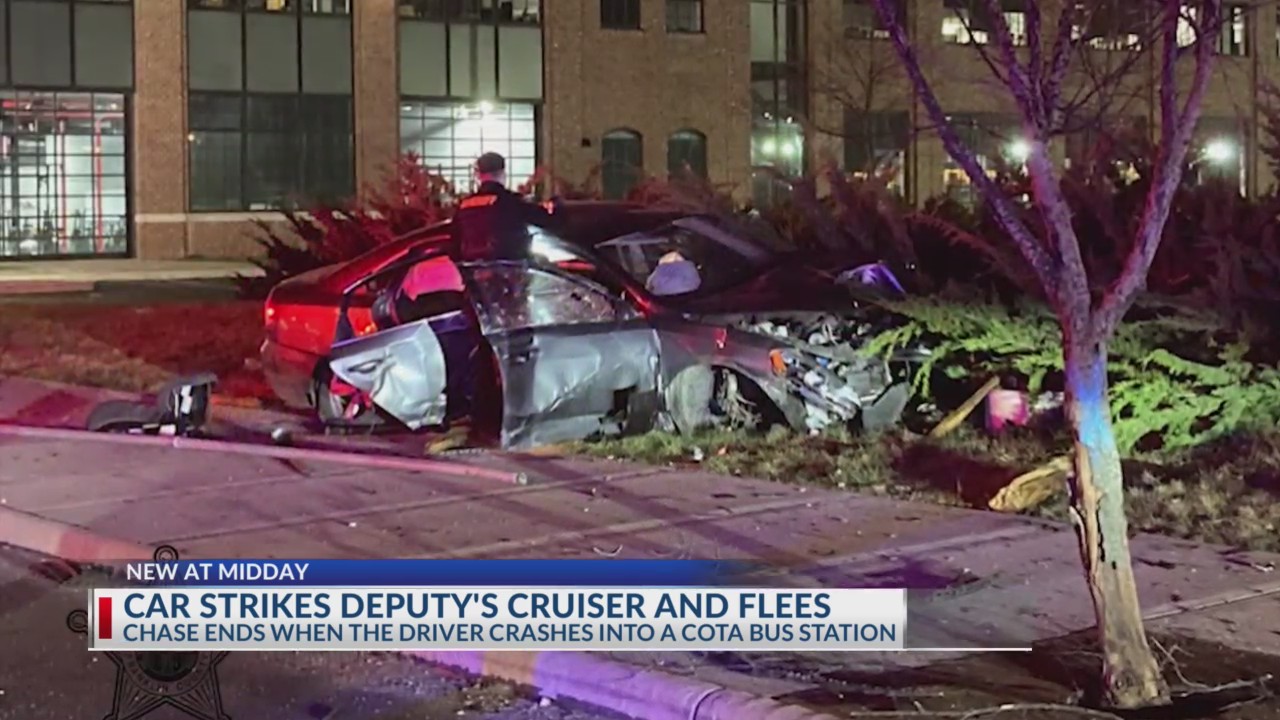 Driver charged after crashing into deputy cruiser, COTA bus stop in ...